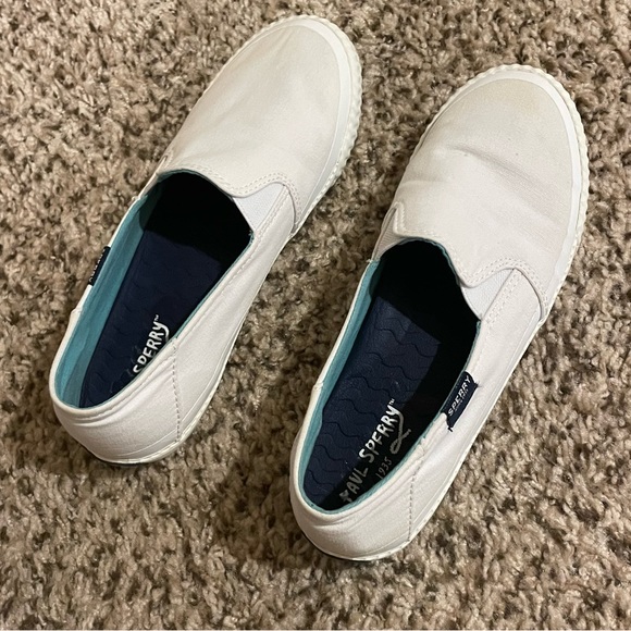 Sperry Shoes - White Sperry Slip-On Shoes, Size 8, LIKE NEW!